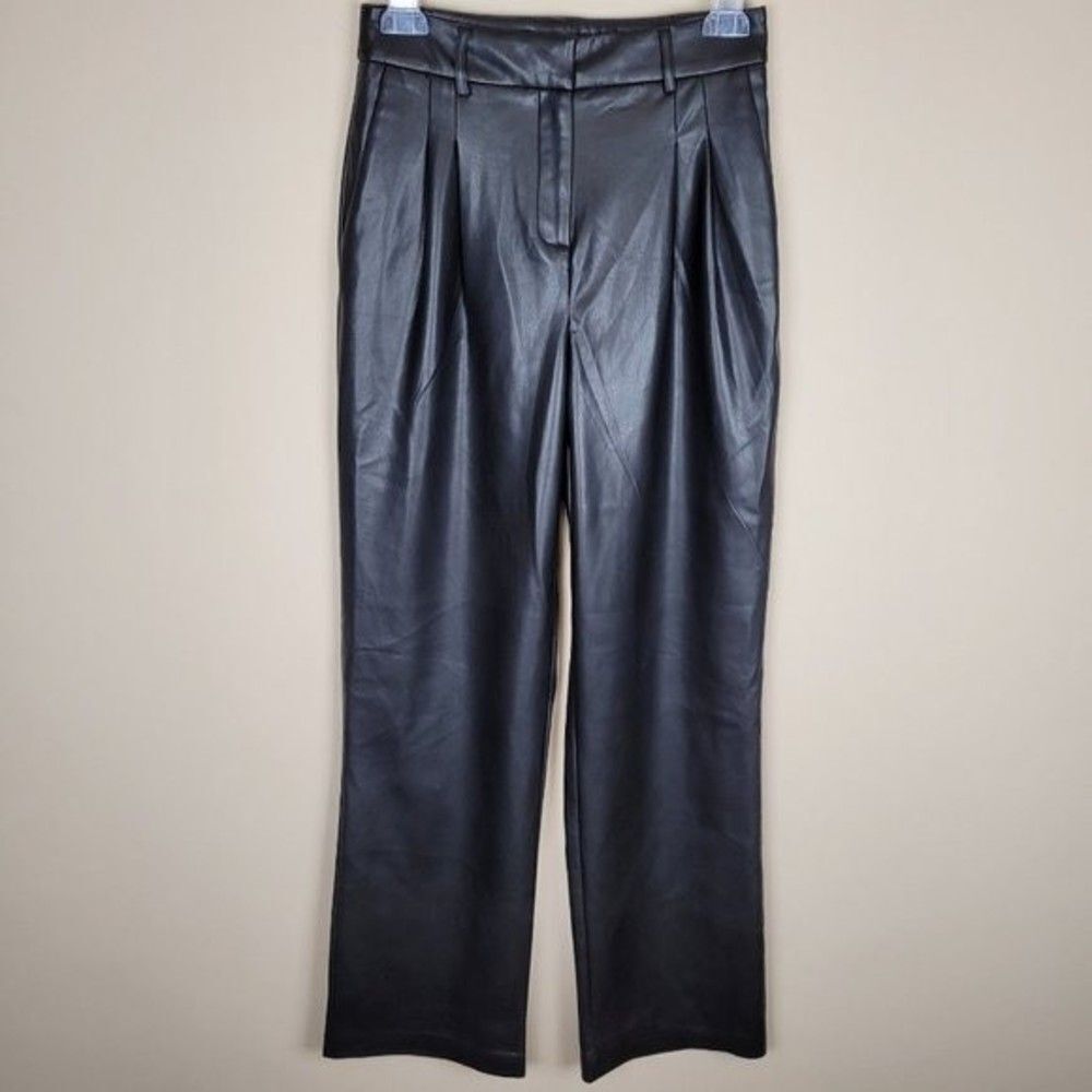 House of Harlow 1960 Faux Leather Black Trousers Pants High Waist Size 2